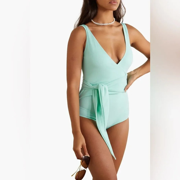 Lisa Marie Fernandez NWT SWIMSUIT the dree louise maillot seafoam crepe size xs - Picture 10 of 10